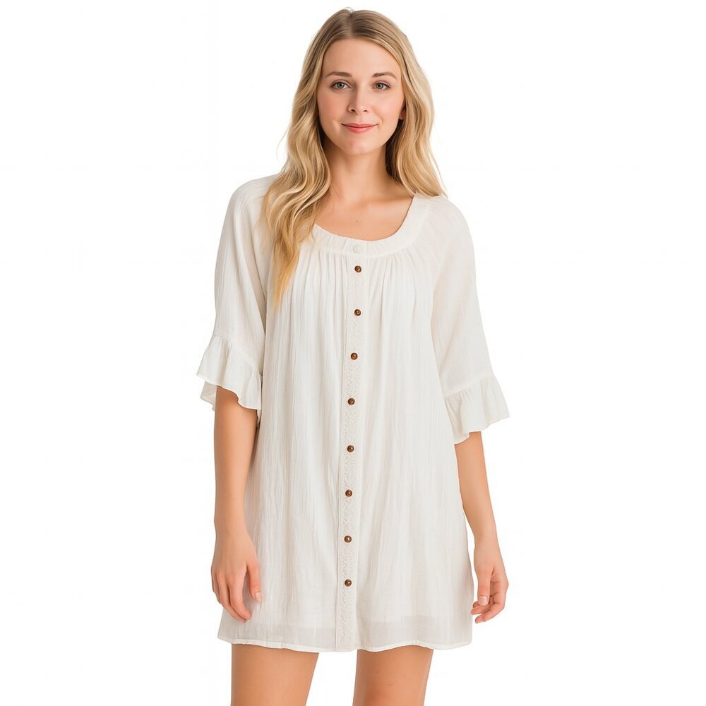 Naif White Dress M Lined Flowy Ethereal Sleeveless Midi Summer Boho Minimalist